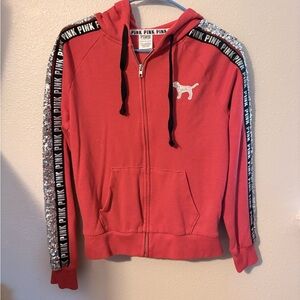 Victoria's Secret PINK Women’s Jacket - RED with silver sparkles